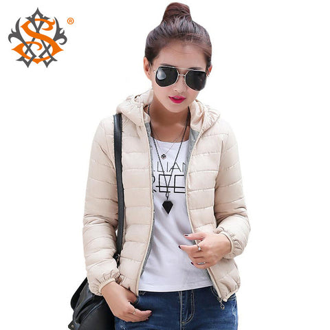 Solid Color Zipper Hooded Women Spring Jacket